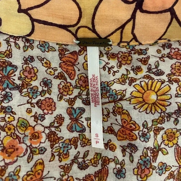 FREE PEOPLE Days Of Ditzies Orange Cream Patchwork Print Maxi Mini Combo Dress S - Picture 11 of 14